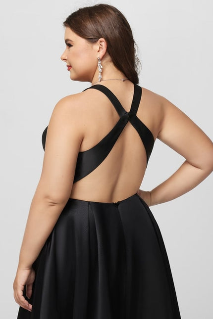 Robe Asymétrique Satin Noir - gallery 8