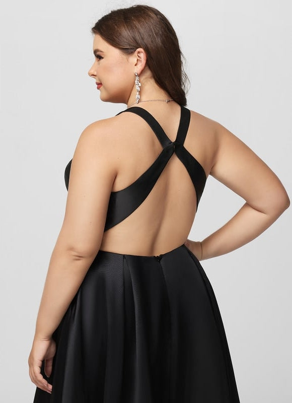 Robe Asymétrique Satin Noir - gallery 8