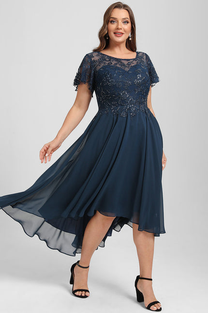 Robe Asymétrique Élégante Marine - gallery 7