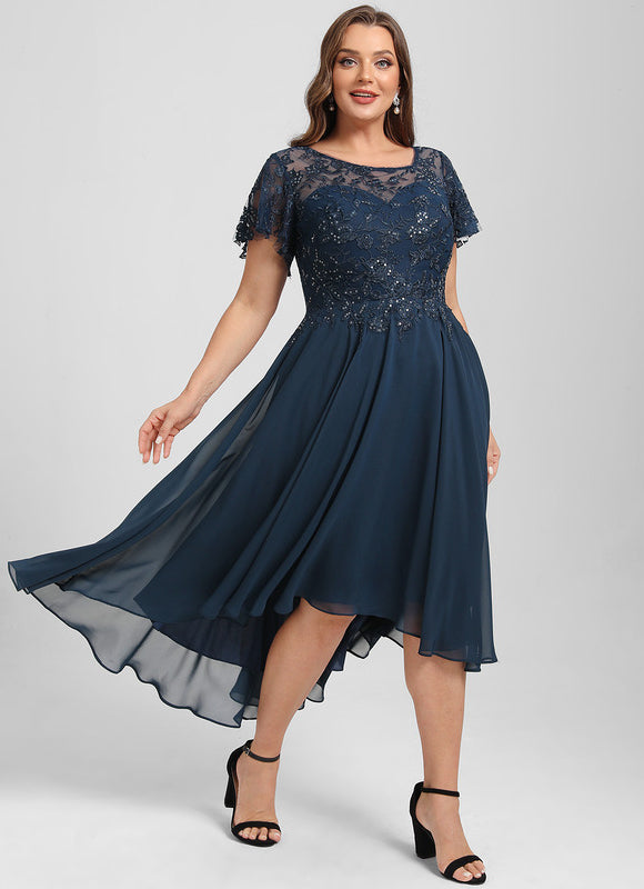 Robe Asymétrique Élégante Marine - gallery 7