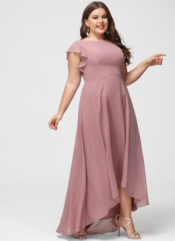 Robe Asymétrique Fluide À Volants - gallery 9