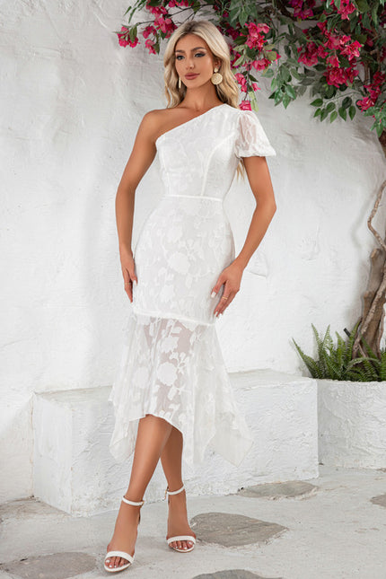 Robe Asymétrique Blanche Florale - gallery 6