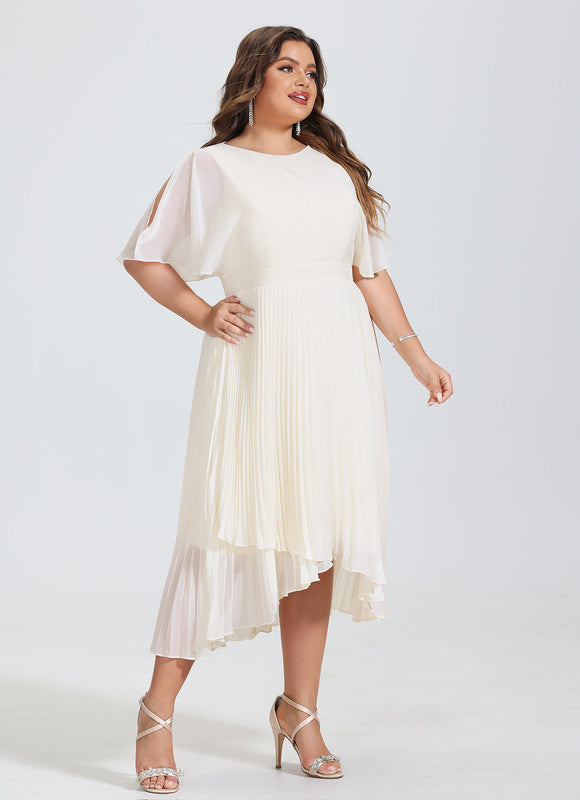 Robe Asymétrique Plissée Aérienne - gallery 6