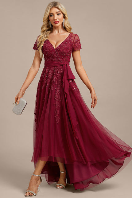Robe Asymétrique Soirée Bordeaux Élégante - gallery 4