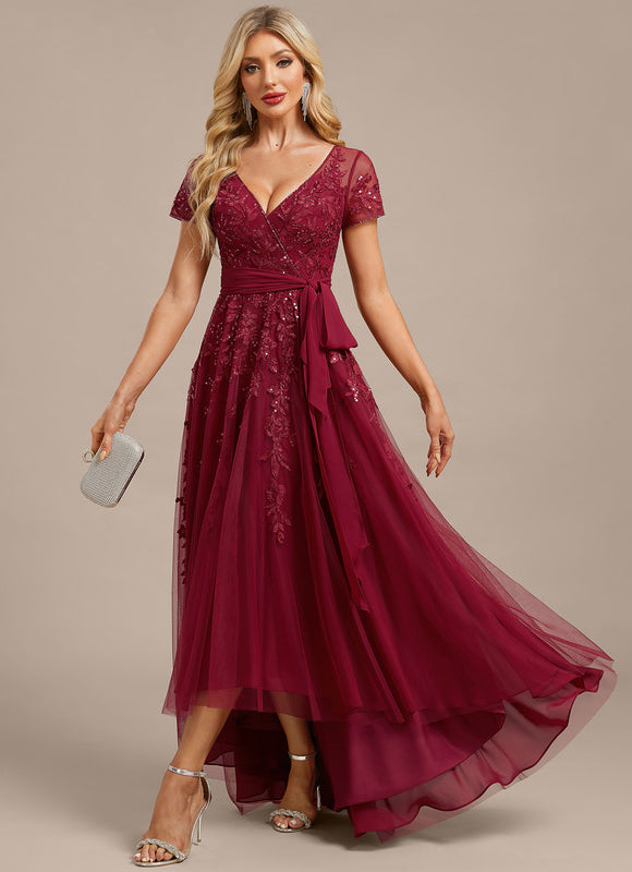 Robe Asymétrique Soirée Bordeaux Élégante - gallery 4