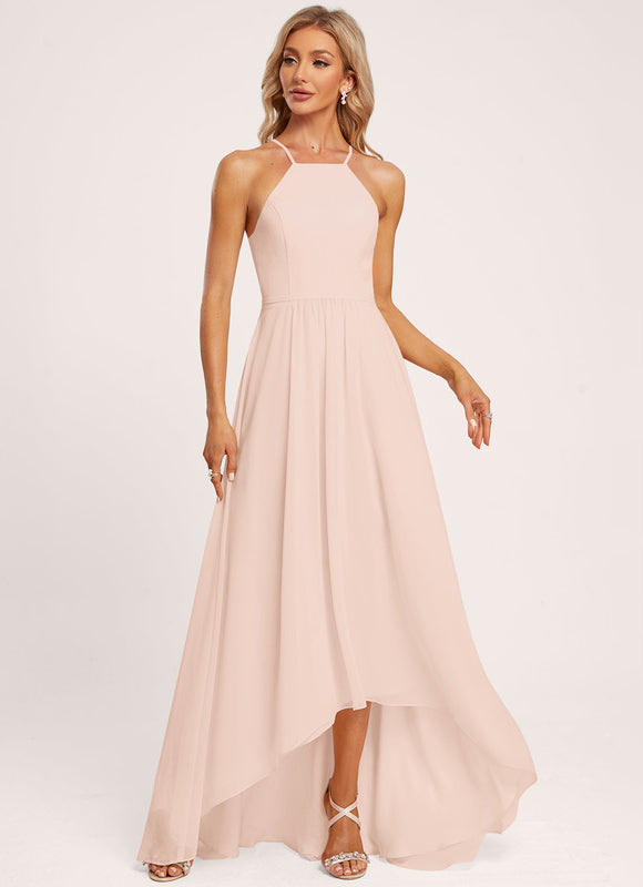 Robe Asymétrique Mousseline Saumon - gallery 2