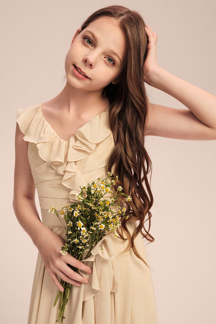 Robe Asymétrique Flottante Beige - gallery 1