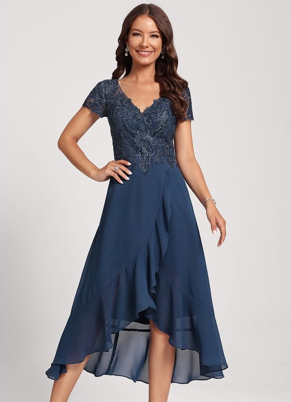 Robe Asymétrique Fluide Dentelle - gallery 3