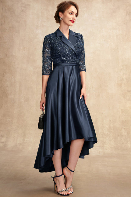 Robe Asymétrique Satinée Nuit - gallery 5