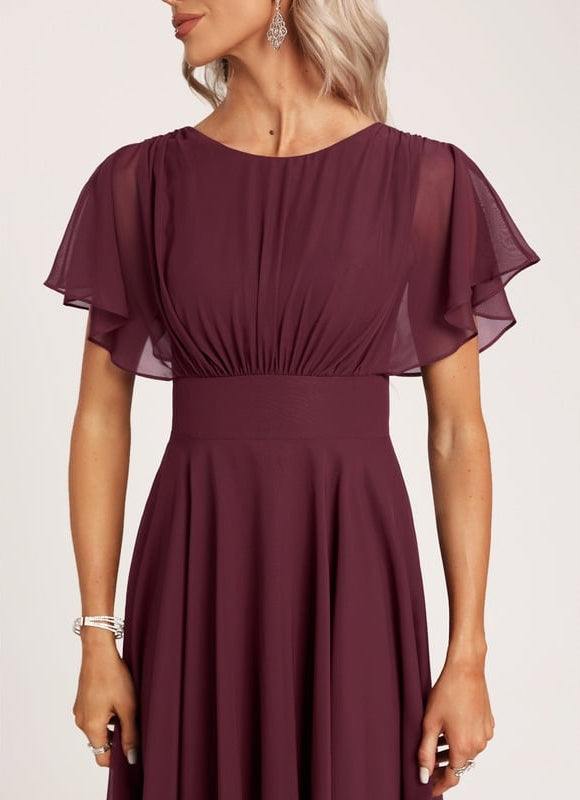 Robe Asymétrique Fluide À Volants - gallery 4