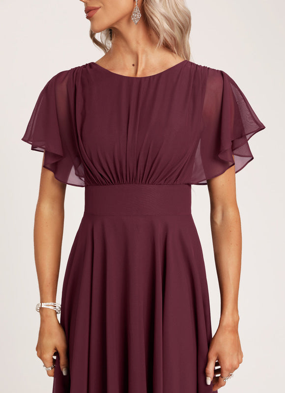 Robe Asymétrique Mousseline Prune - gallery 6