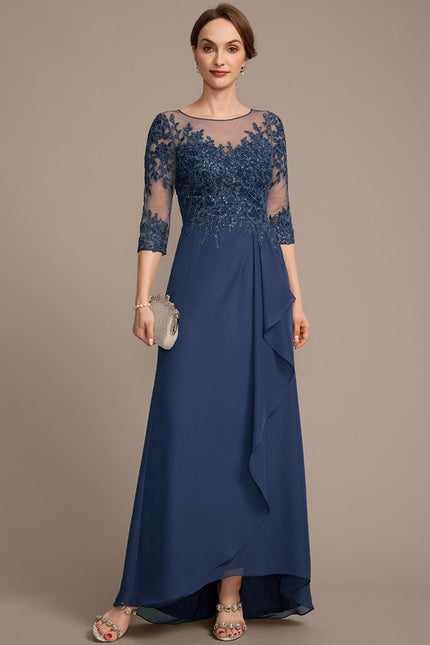 Robe Asymétrique Bleu Ornée - gallery 2