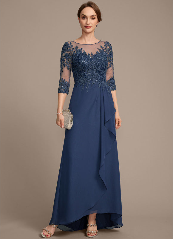 Robe Asymétrique Bleu Ornée - gallery 2