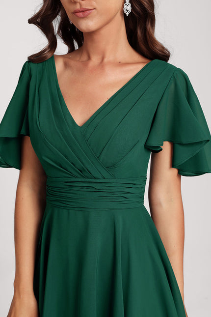 Robe Courte Asymétrique Coupe Trapèze À Volants - gallery 5