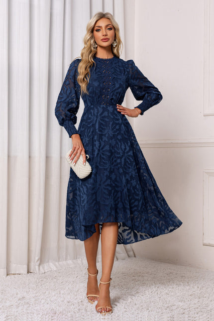 Robe Asymétrique Midi Dentelle Bleu - gallery 2