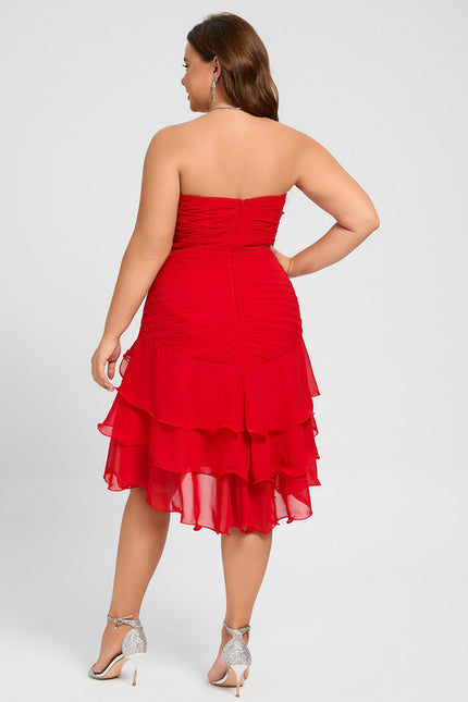 Robe Asymétrique Rouge Cascade - gallery 7