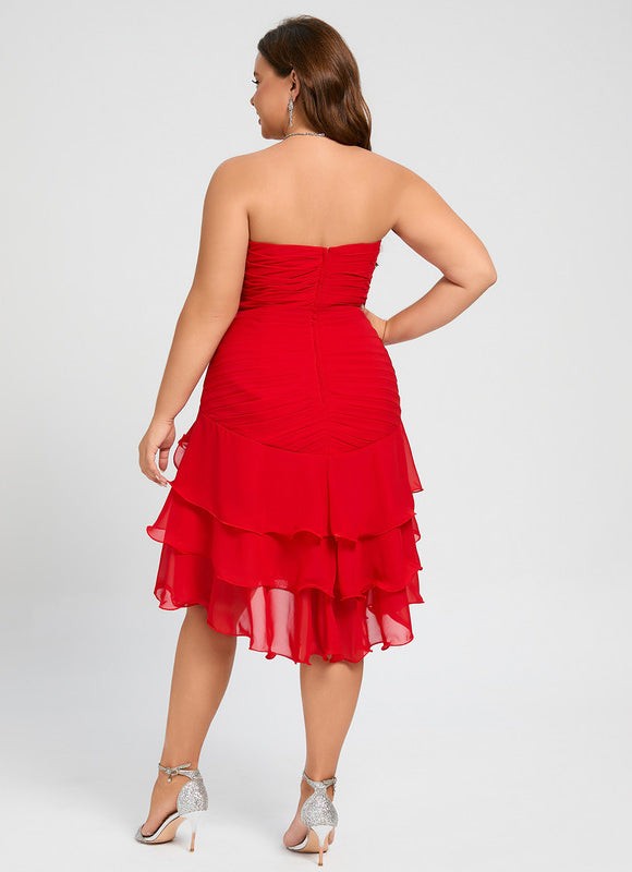 Robe Asymétrique Rouge Cascade - gallery 7