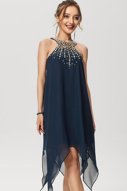 Robe Asymétrique Chic Asymétrique Perlé
