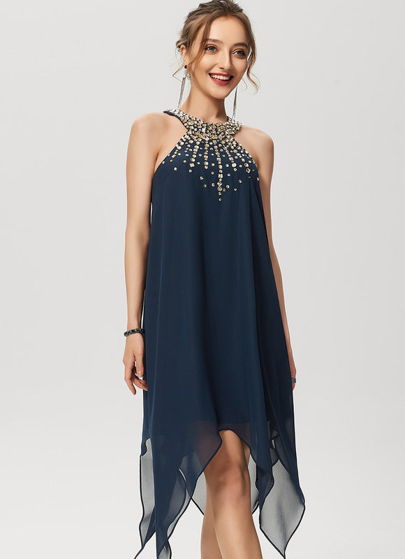 Robe Asymétrique Chic Asymétrique Perlé