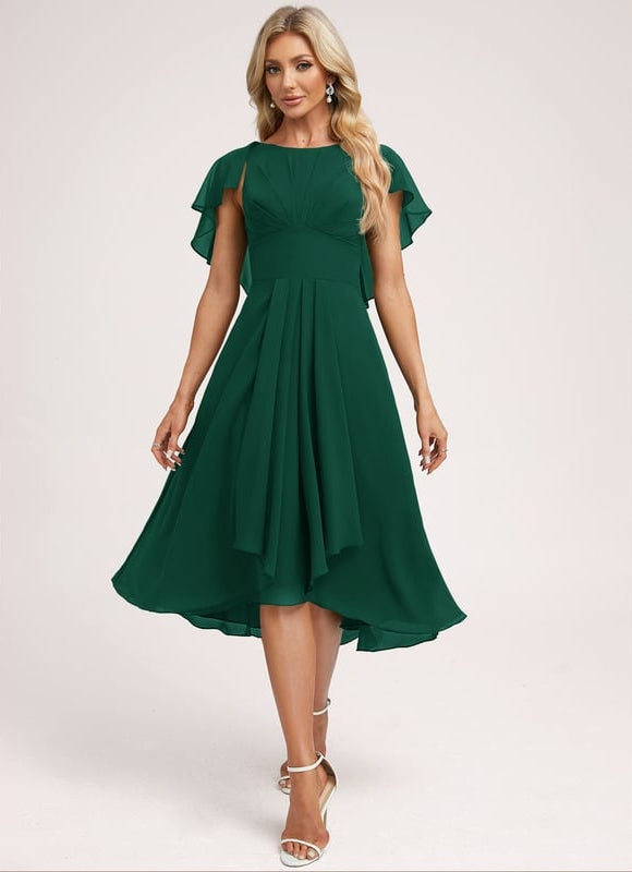 Robe Asymétrique Fluide À Volants