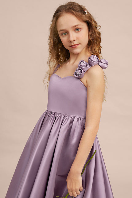 Robe Asymétrique Satin Lilas 3D - gallery 3