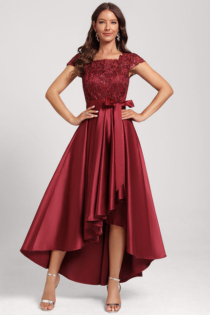 Robe Asymétrique Satinée Pétale Étoilée - gallery 2