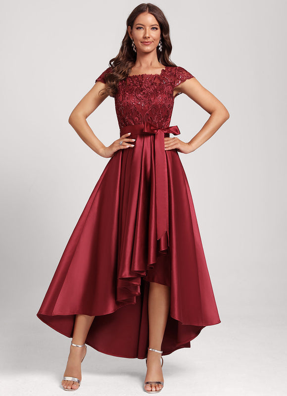 Robe Asymétrique Satinée Pétale Étoilée - gallery 2