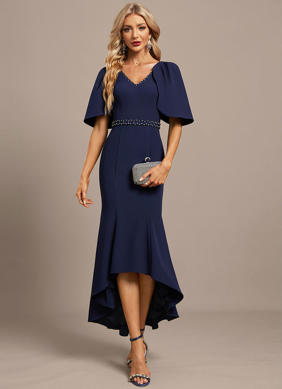 Robe Asymétrique Sirène Bleu Nuit - gallery 1