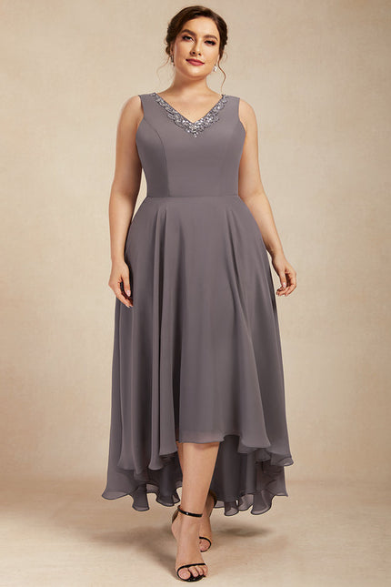 Robe Asymétrique Fluide Argentée - gallery 8