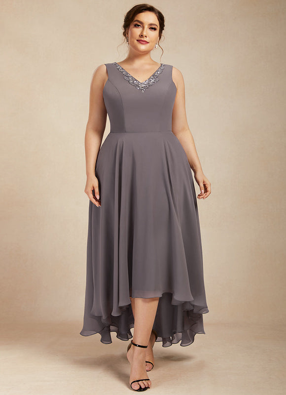 Robe Asymétrique Fluide Argentée - gallery 8