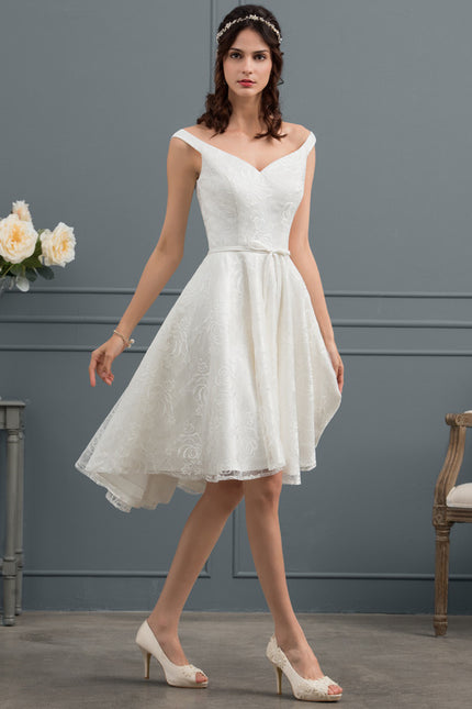 Robe Asymétrique Écrue Dentelée - gallery 3