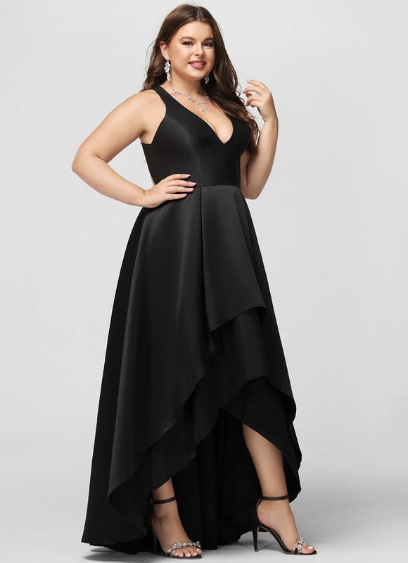 Robe Asymétrique Satin Noir - gallery 6
