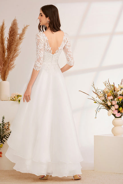 Robe Asymétrique Aérienne Dentelle - gallery 3