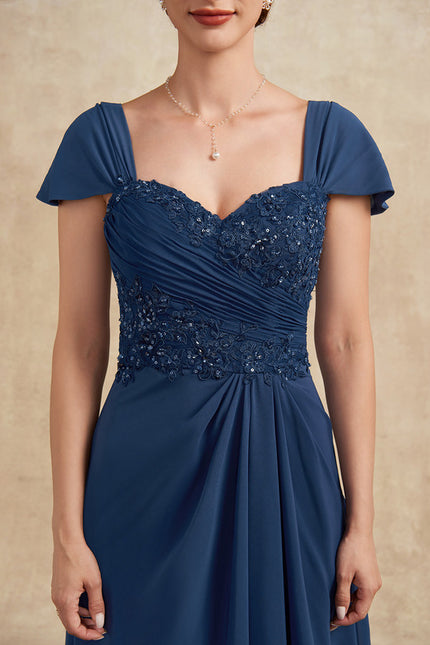 Robe Asymétrique Mousseline Bleu Profond - gallery 8