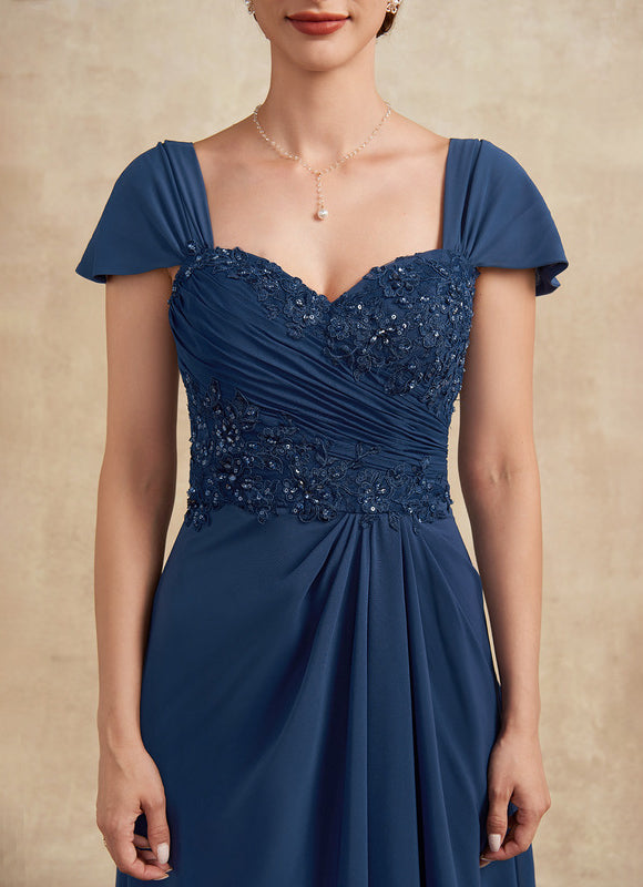 Robe Asymétrique Mousseline Bleu Profond - gallery 8