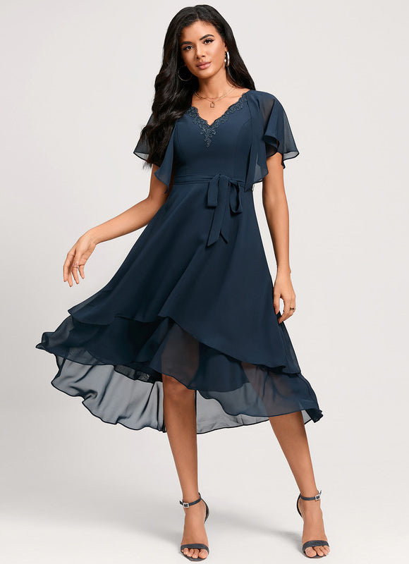 Robe Asymétrique Fluide Dentelle - gallery 3