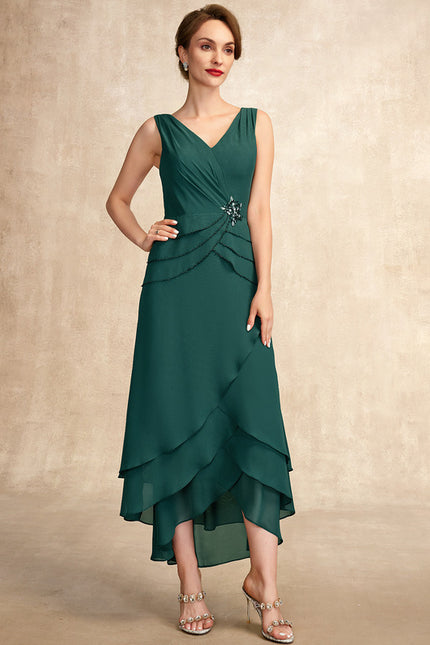 Robe Asymétrique Émeraude Plissée - gallery 1