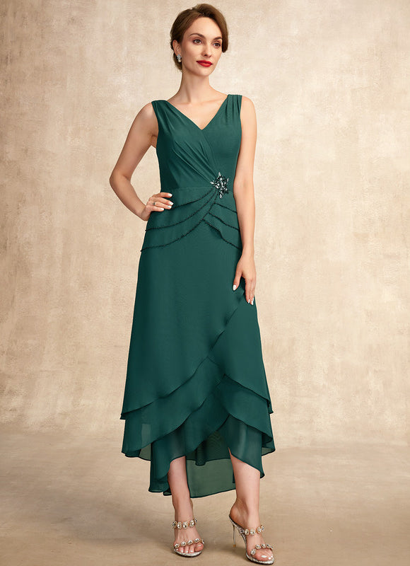 Robe Asymétrique Émeraude Plissée - gallery 1