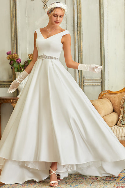 Robe Asymétrique Satinée Épurée - gallery 1