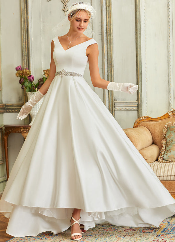 Robe Asymétrique Satinée Épurée - gallery 1