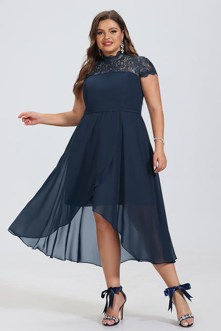 Robe Asymétrique À Volants Bleu - gallery 4