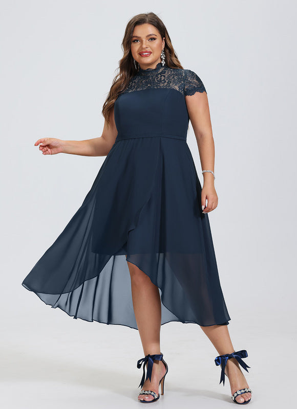 Robe Asymétrique À Volants Bleu - gallery 4