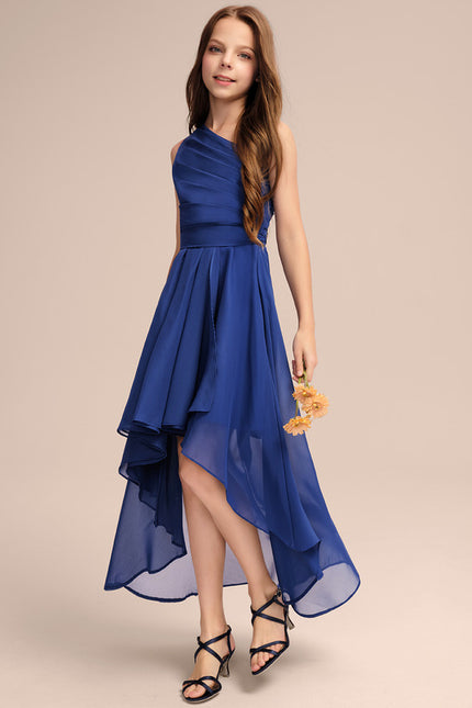 Robe Asymétrique Chiffon Bleu - gallery 3