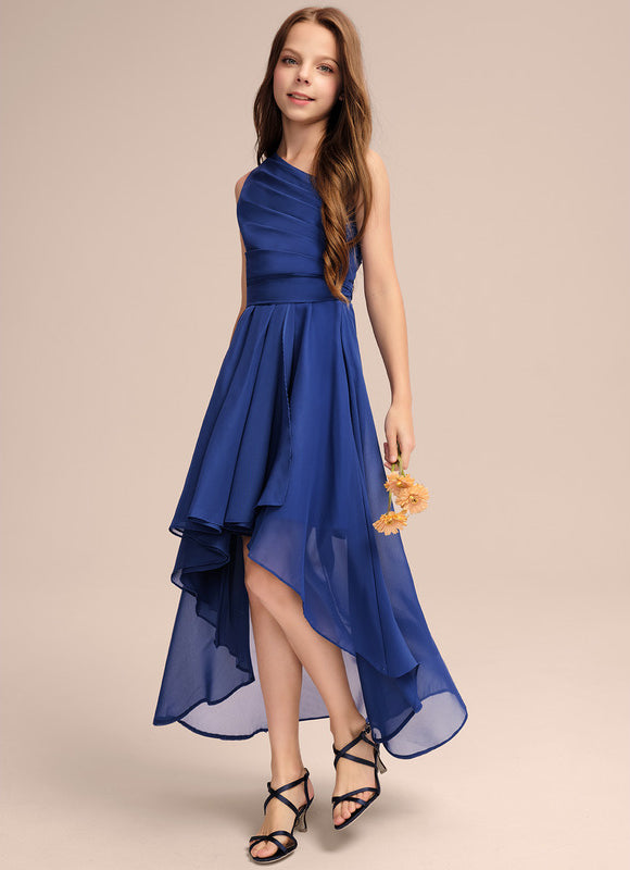 Robe Asymétrique Chiffon Bleu - gallery 3