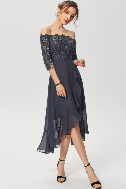 Robe Asymétrique Soirée Brodée - gallery 1