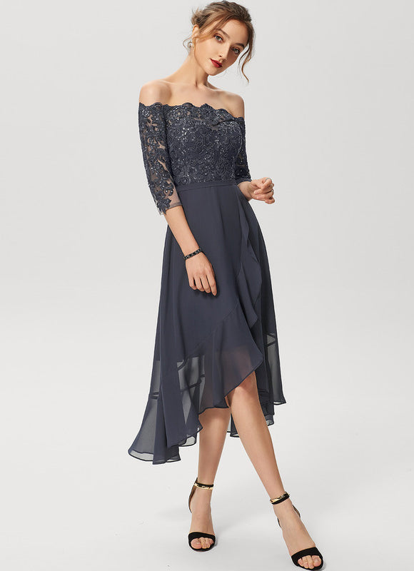 Robe Asymétrique Soirée Brodée - gallery 1