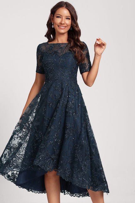 Robe Asymétrique Dentelle Étoilée - gallery 2