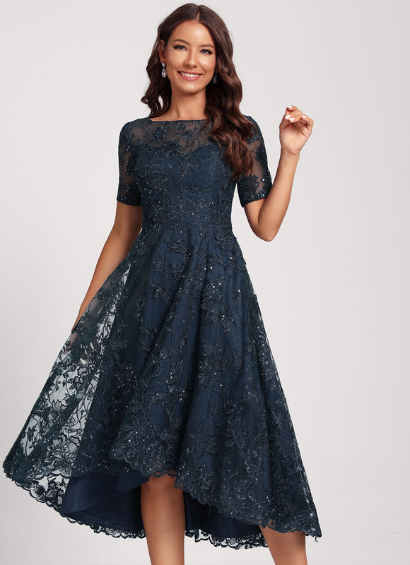 Robe Asymétrique Dentelle Étoilée - gallery 2