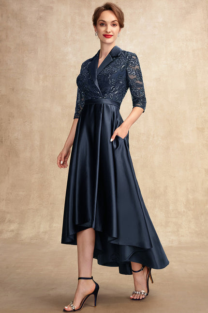 Robe Asymétrique Satinée Nuit - gallery 4