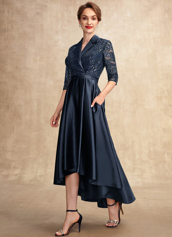 Robe Asymétrique Satinée Nuit - gallery 4